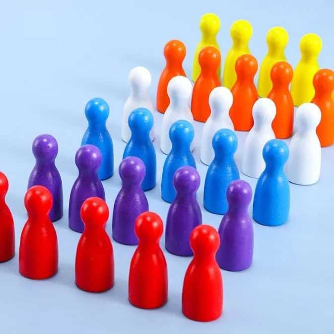 100 Pcs Colorful Wooden Chess  - Board Game Illustration 评论和价格