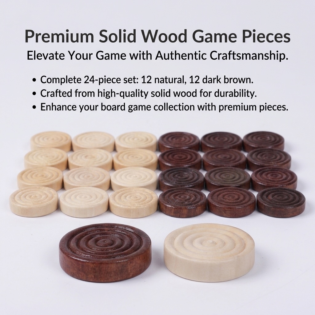 24 Pcs/Set Wooden Round Checke - Board Game Zenith 评论和价格