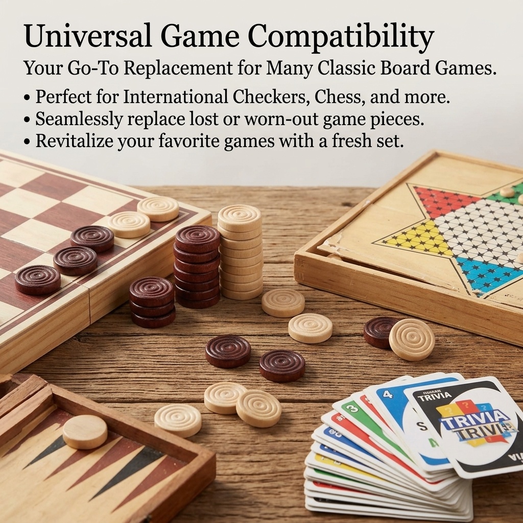24 Pcs/Set Wooden Round Checke - Board Game Zenith 评论和价格