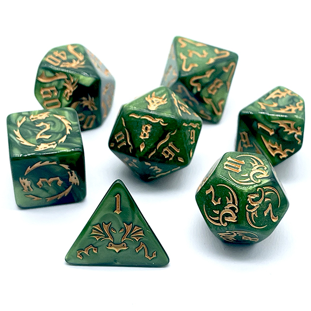 7Pcs Green Swirl Acrylic DND D - Board Game Arena 评论和价格