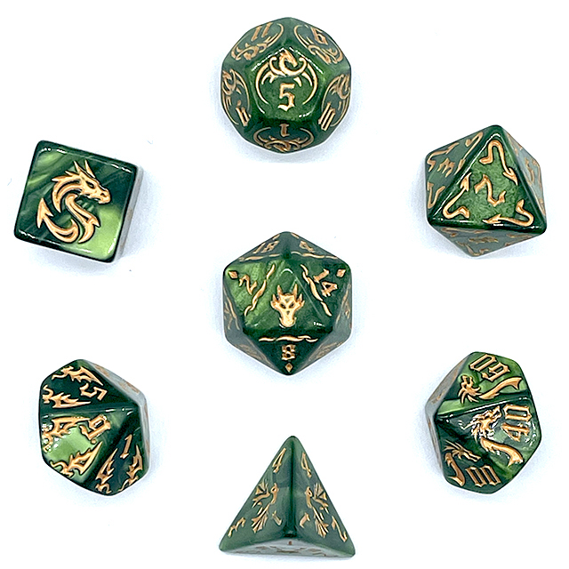 7Pcs Green Swirl Acrylic DND D - Board Game Arena 评论和价格